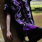 #07 Stunning Black with Intricate Purple Flames  & Clouds Silk