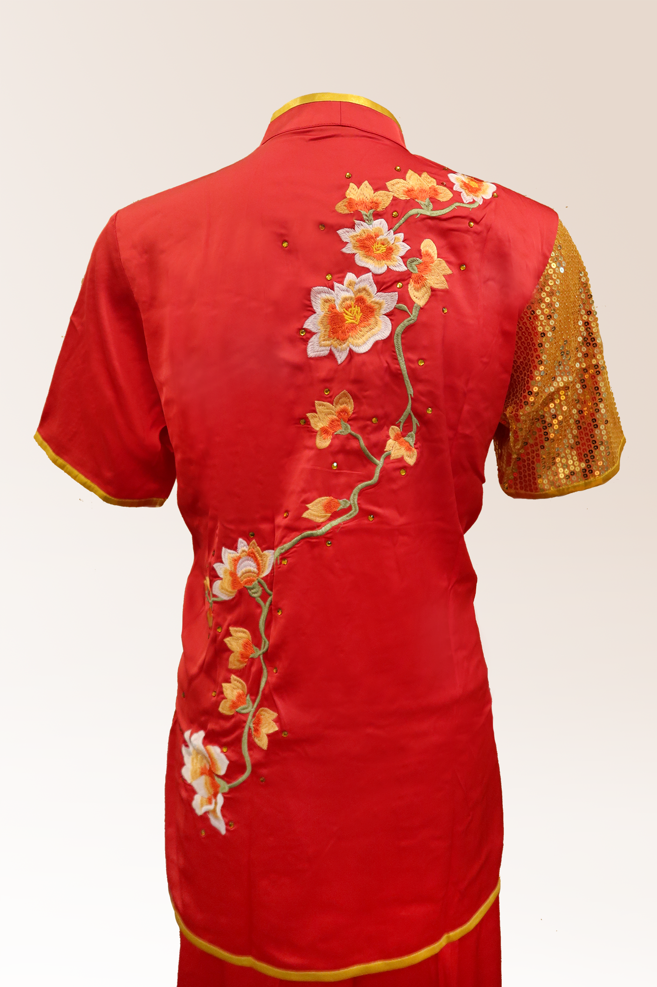 Red with Gold Flowers Silk #R05