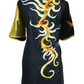 #27 Black with Gold Sequin Flames Silk