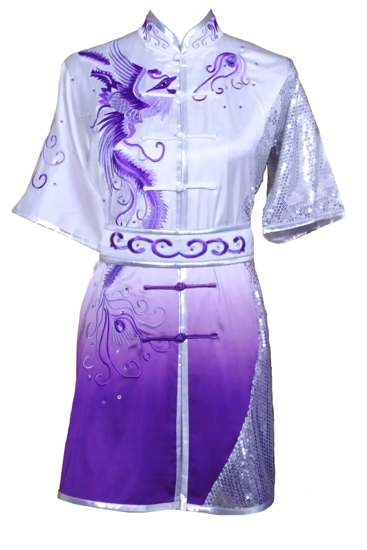 #28 White and Purple Phoenix Ombre Silk with Sequin Accents